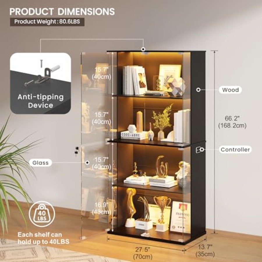 Vitrina Negra con Puerta de Vi - Glass Door Hinge reseña y precio